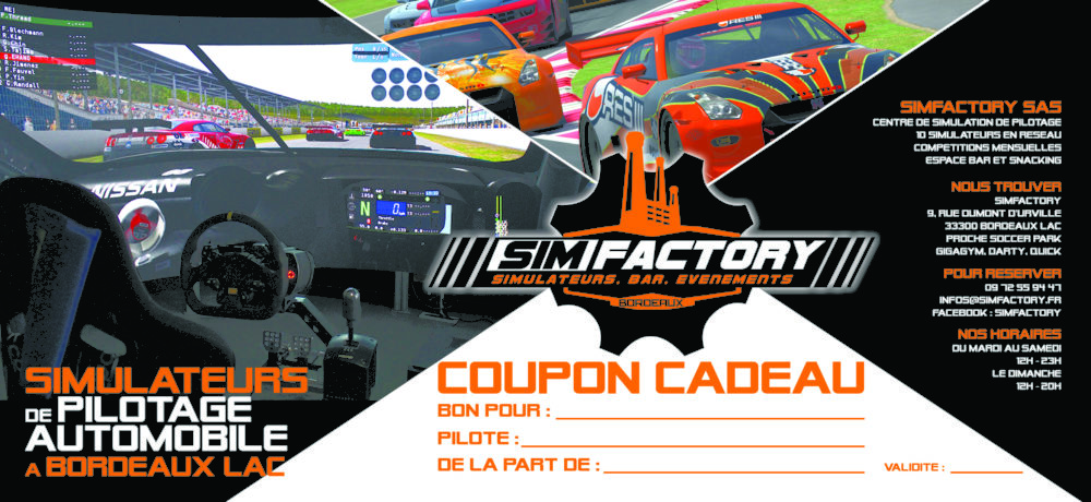 Coupon, Bon Carte Cadeau Pilotage sur Formule 1 - SIMFACTORY